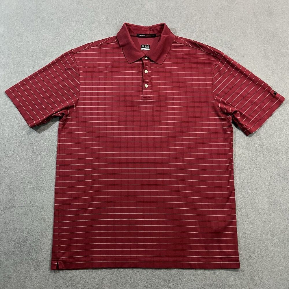 Nike Fit Dry Tiger‎ Woods Collection Polo Shirt Mens L Red Burgundy Striped Golf
